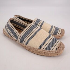 Tory Burch Striped Cream and Blue Espadrilles Shoes Size 10